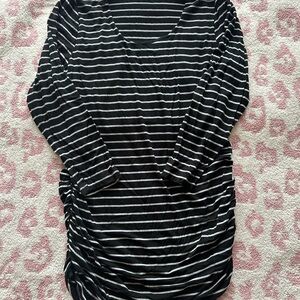 Maternity Pea in the Pod Striped Black and White Women's Top
